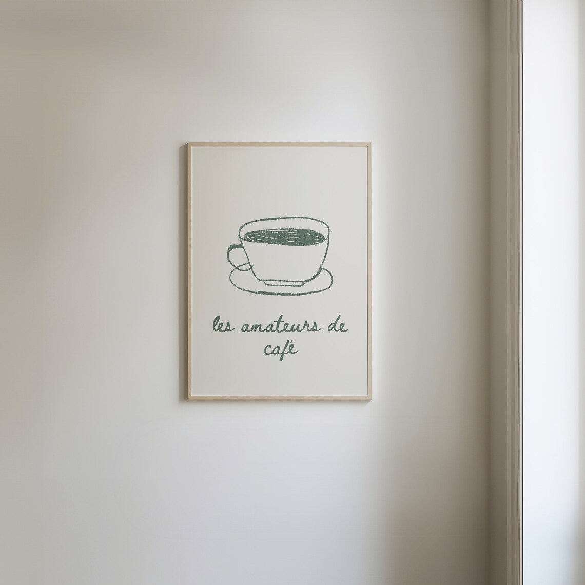 Les Amateurs De Cafe French Coffee Cup Sketch Minimalist Poster - Image 2