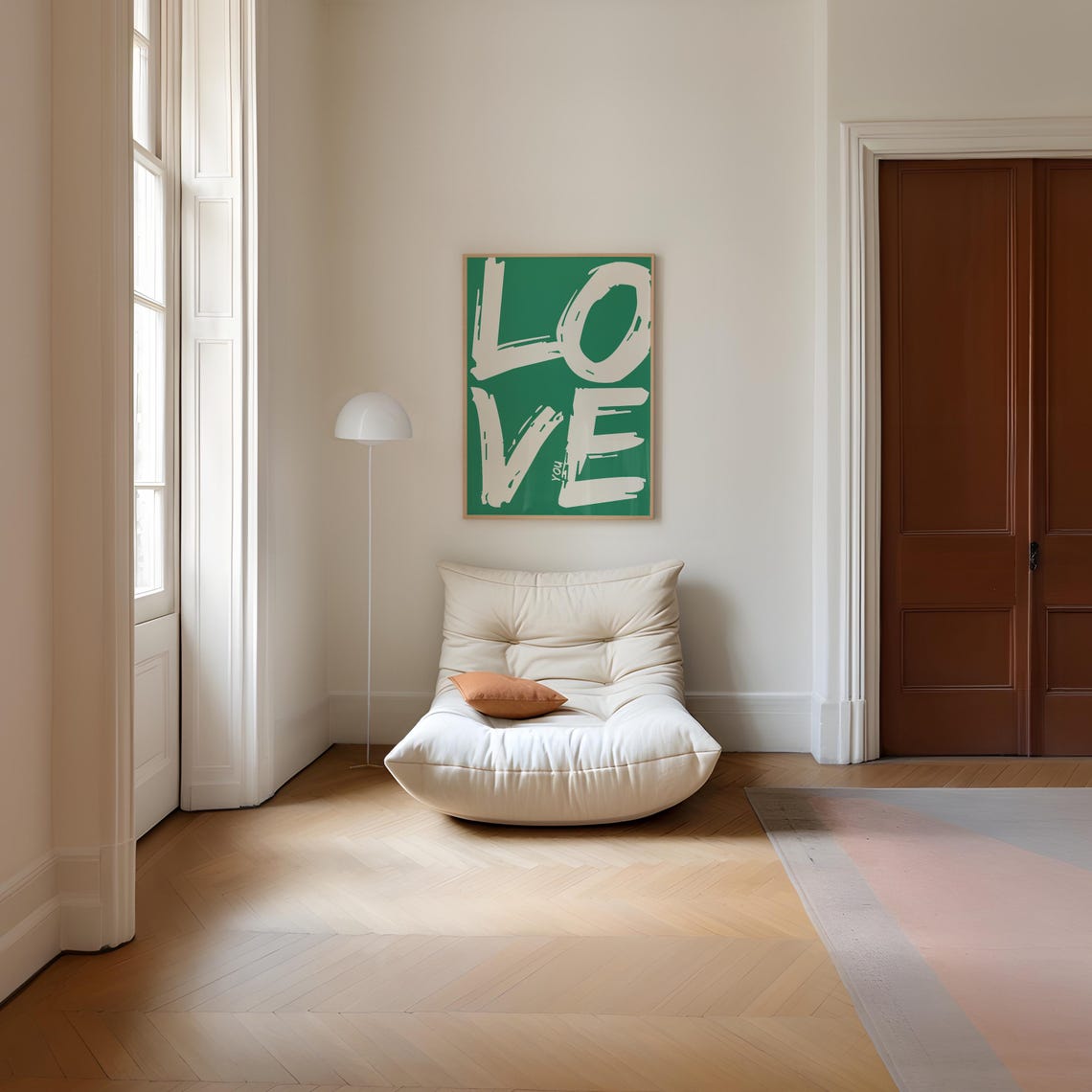 Love You Giant Green Brushstroke Letters Oversized Typography Poster - Image 4