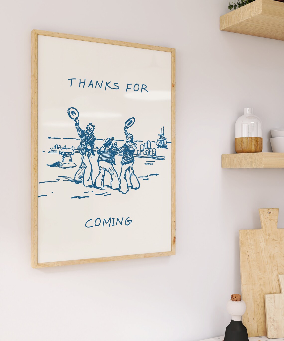 Thanks For Coming Navy Blue Vintage Sailor Poster - Image 2