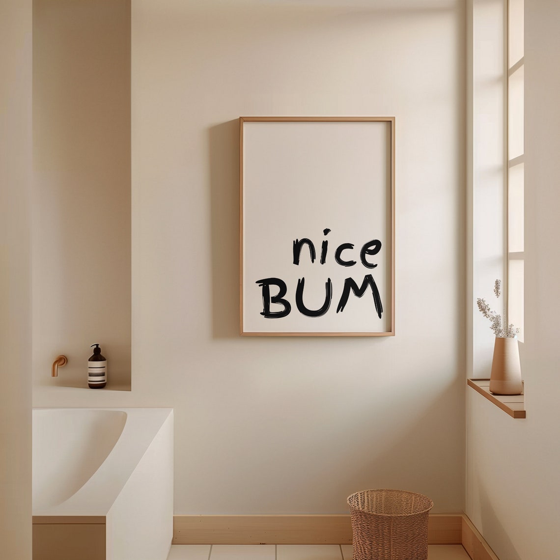 Nice Bum Funny Bathroom Quote Minimalist Typography Wall Poster - Image 4