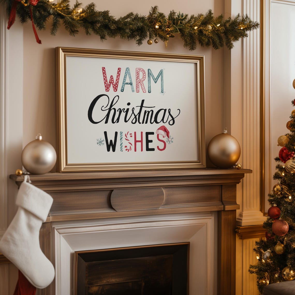 Warm Christmas Wishes Hand-Lettered Holiday Typography Poster - Image 5