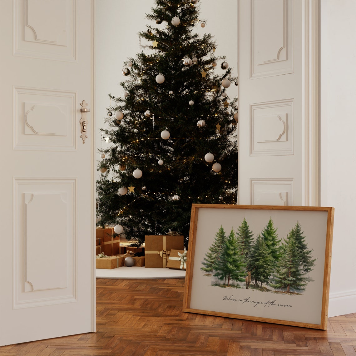 Believe in the Magic of the Season Deer Forest Winter Poster - Image 3