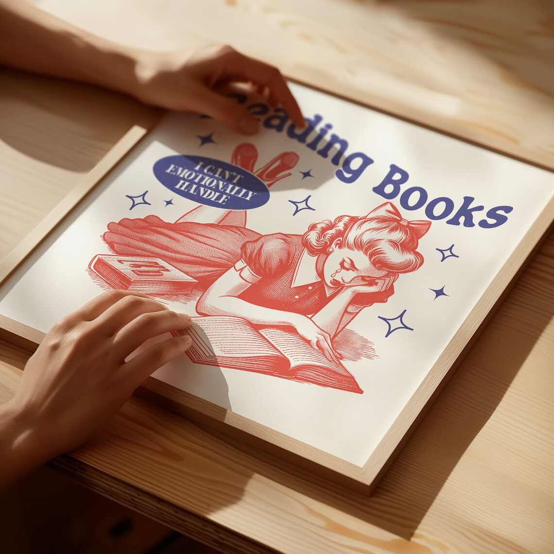 Reading Books I Cant Emotionally Handle Retro Art Print - Image 4
