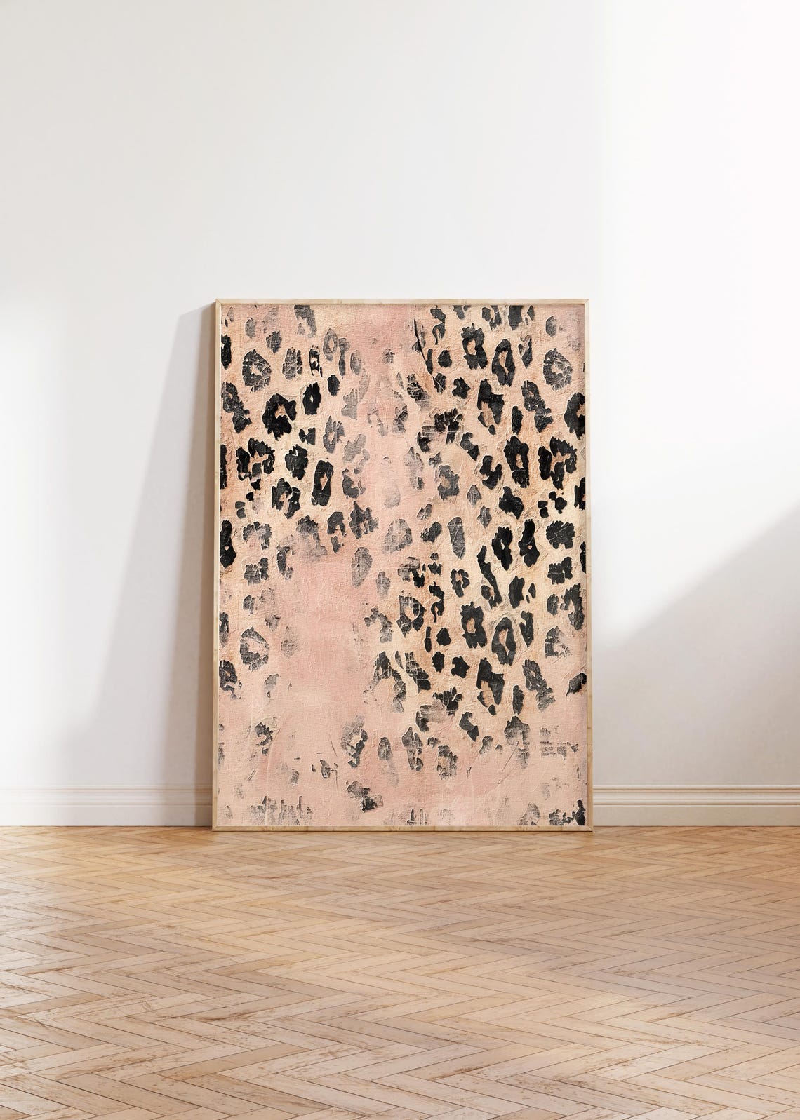 Blush Pink Leopard Spot Pattern Textured Painterly Animal Style Poster - Image 2
