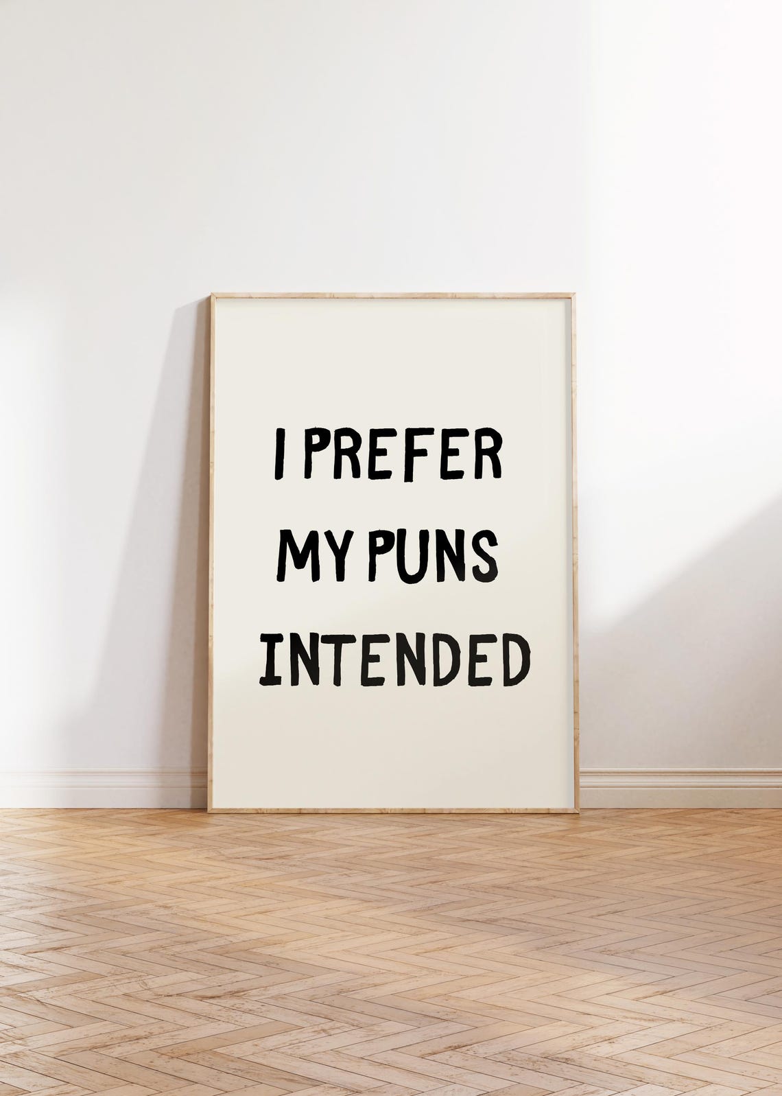 I Prefer My Puns Intended Bold Black Cream Funny Quote Poster - Image 5