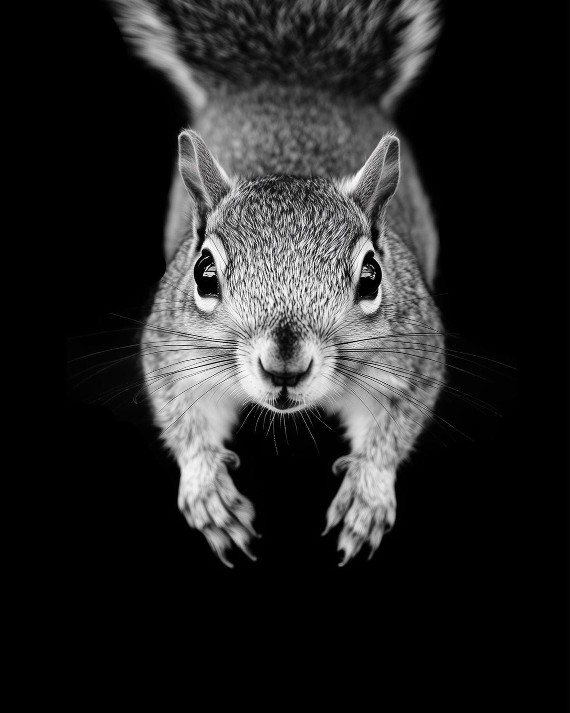 Black and White Squirrel Portrait Minimalist Wildlife Poster - Image 2