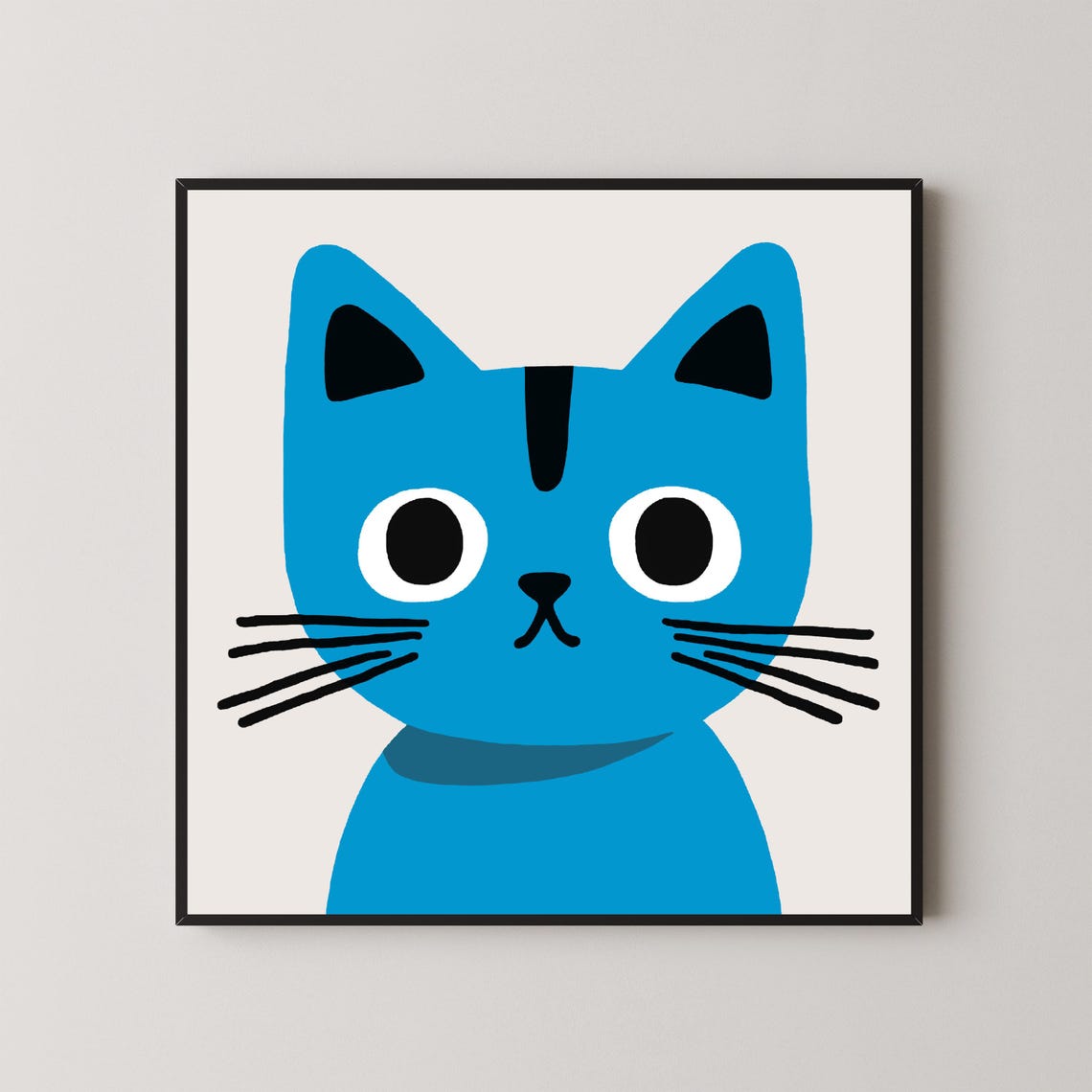 Bold Red Cat Face Minimalist Geometric Nordic Kitchen Wall Art Poster - Image 3