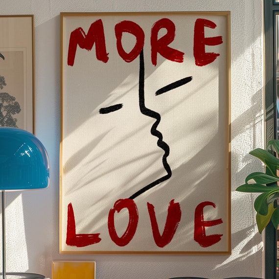 More Love Red Typography Art Print