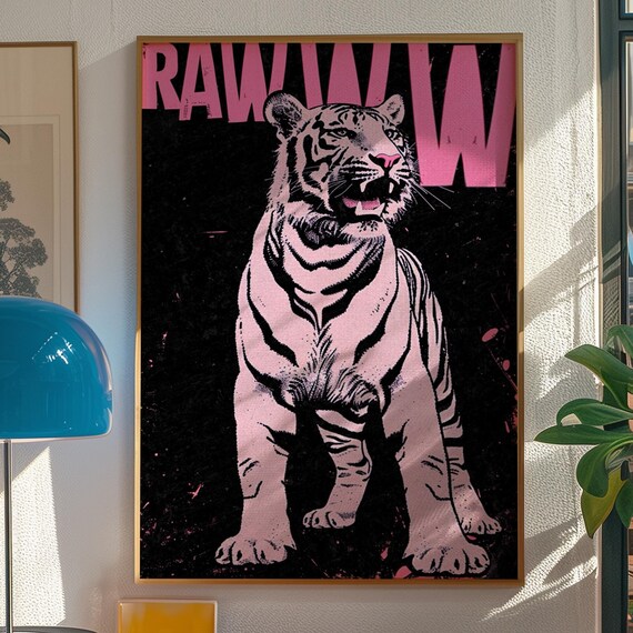 Retro Tiger Poster Kitsch Dorm Wall Art