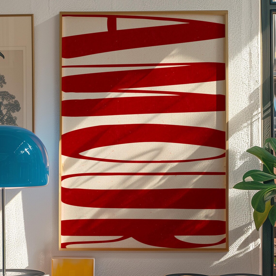 Parisian Amour Red Ribbon Stripes Abstract French Romance Poster
