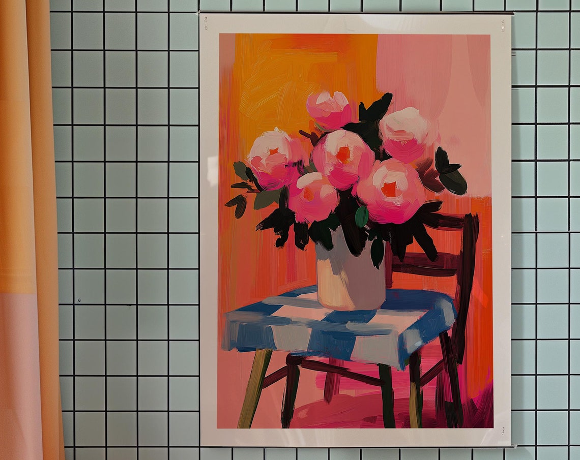 Matisse Style Flower Poster Kitsch Kitchen Wall Art