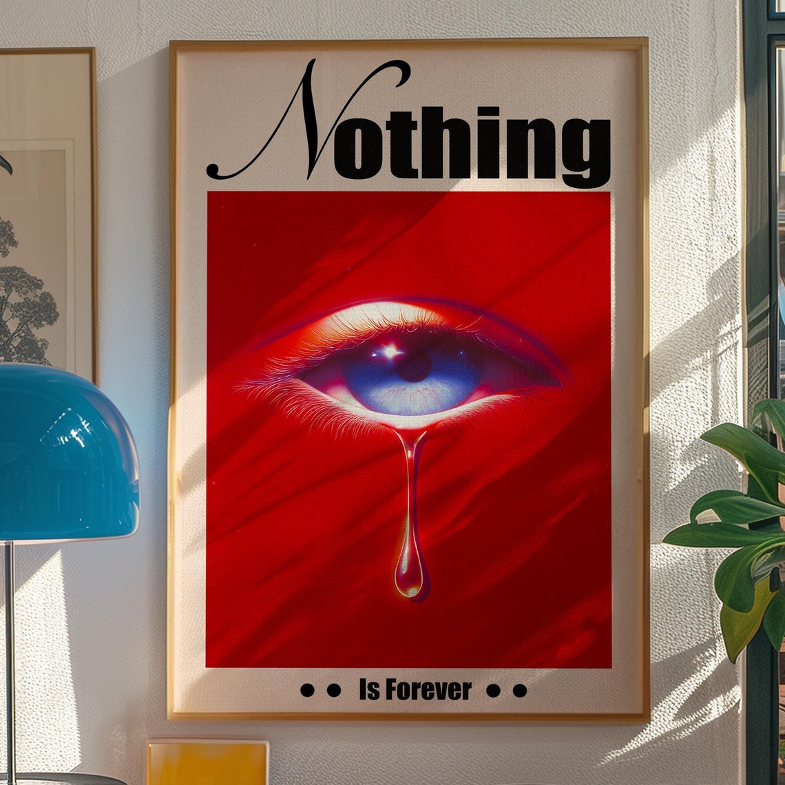 Affirmation Poster Red Wall Art Trendy Print Contemporary Psychedelic Retro Bedroom Decor