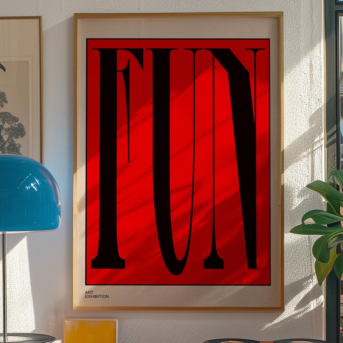 Bold Black Fun Typography Red Background Art Exhibition Print