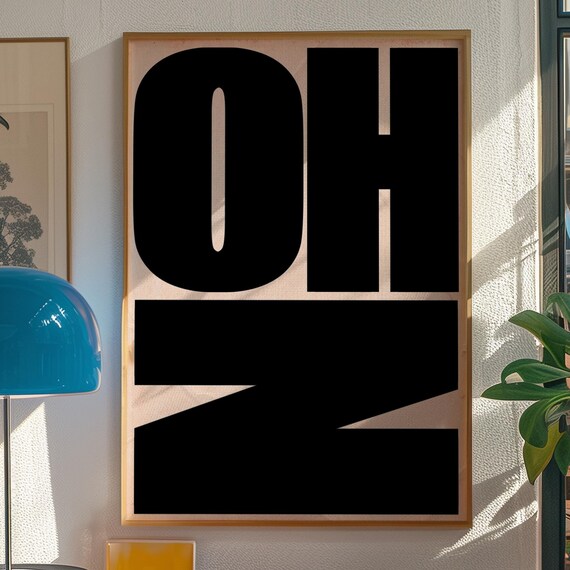 Oh No Bold Black 70s Psychedelic Typography Statement Art Poster