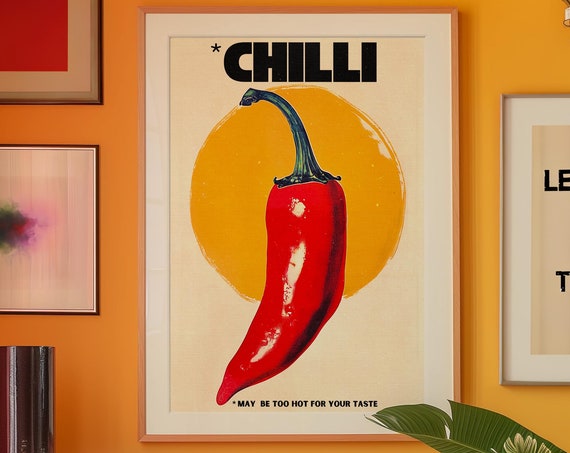 Chilli Pepper Poster Retro Kitchen Wall Art
