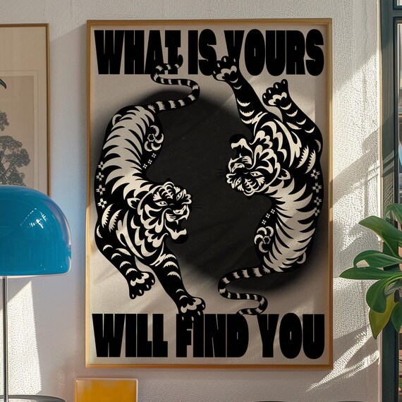 Tiger 70s Affirmation Art, Vintage Psychedelic Print
