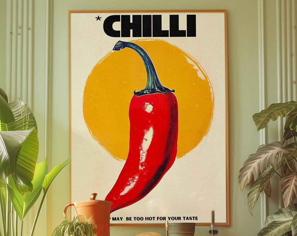 Chilli Pepper 70s Retro Kitchen Art Print