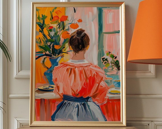 Matisse Style Woman Art Print Retro Eclectic Decor