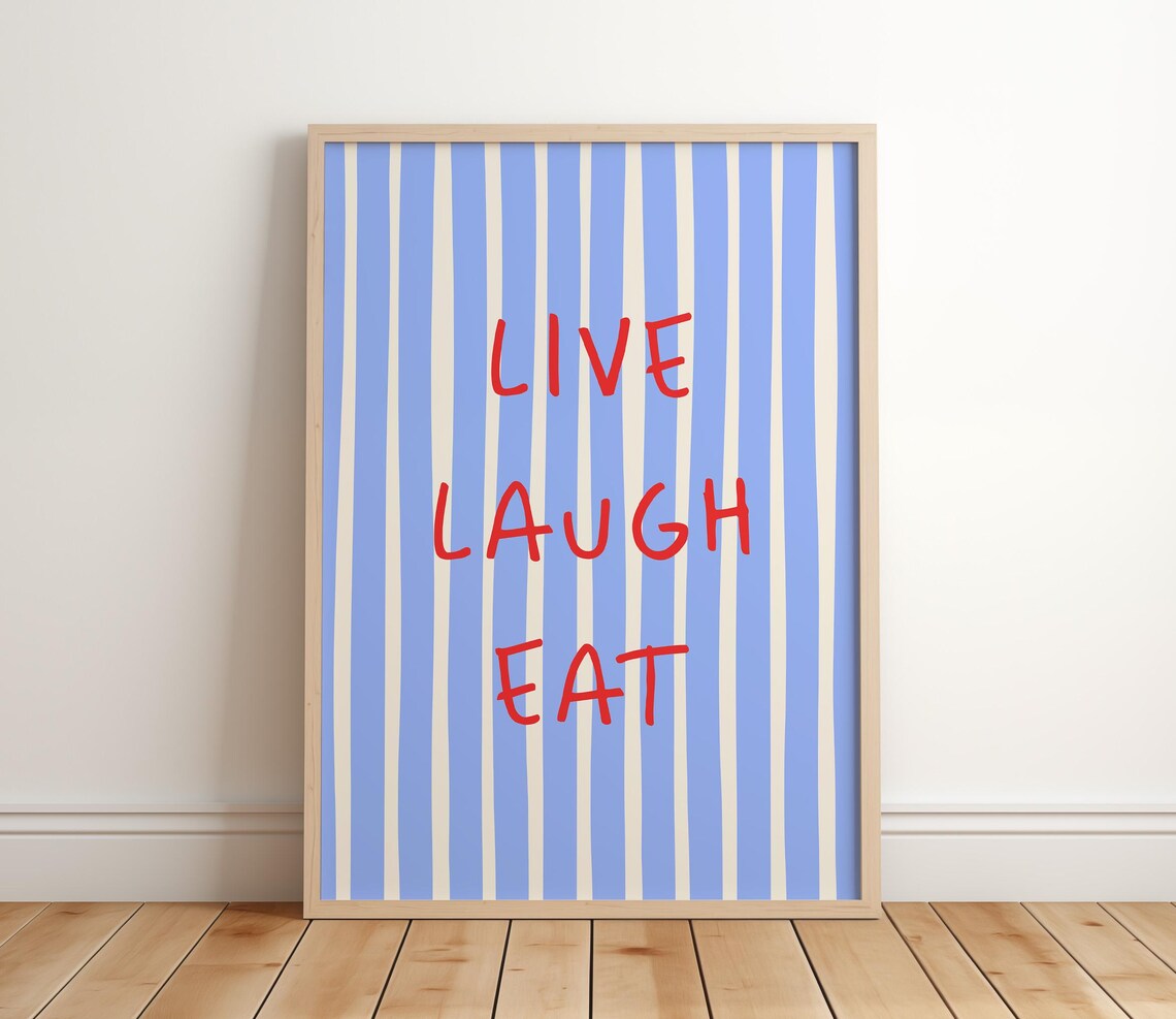 Live Laugh Eat Funny Kitchen Quote Art Print