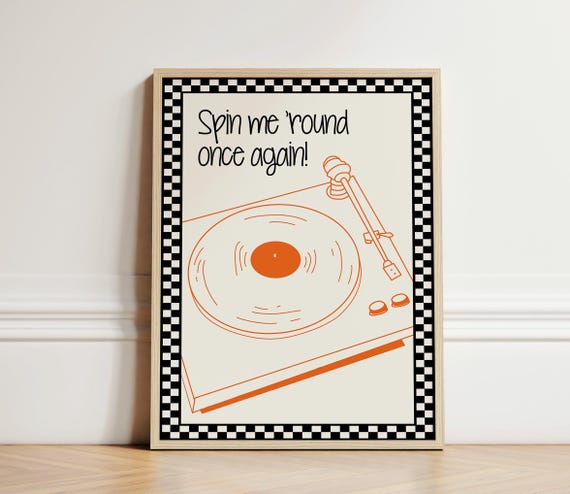 Music Wall Art Retro Record Player Poster Turntable Print Band Studio Decor Lover Gift Groovy Apartment Vintage