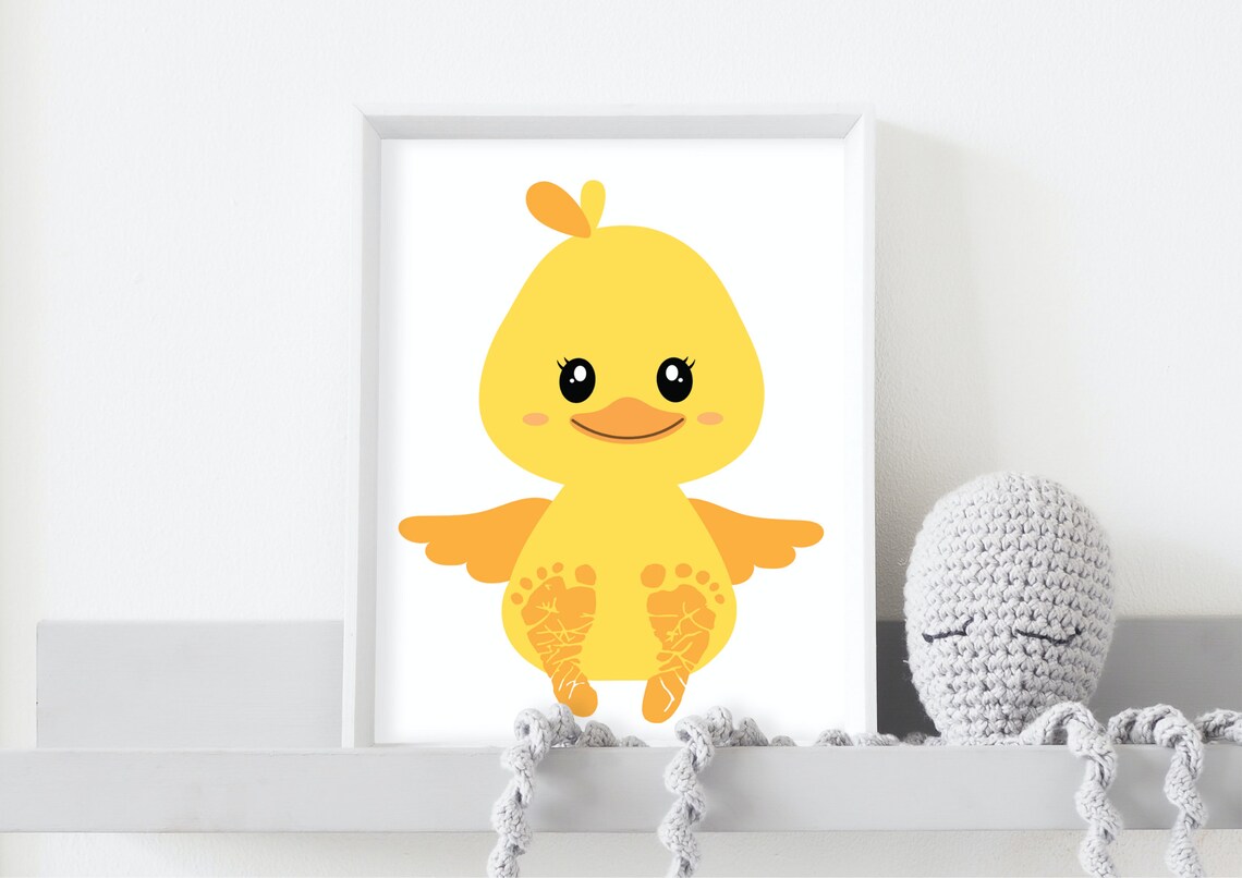 Cute Yellow Chick Baby Footprint Belly Nursery Keepsake Poster - Image 2