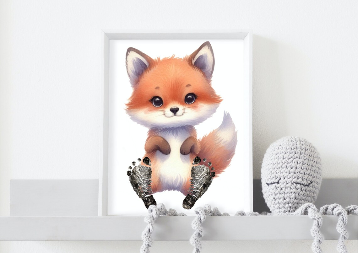 Baby Footprint Fox Footprints Nursery Art Print - Image 4