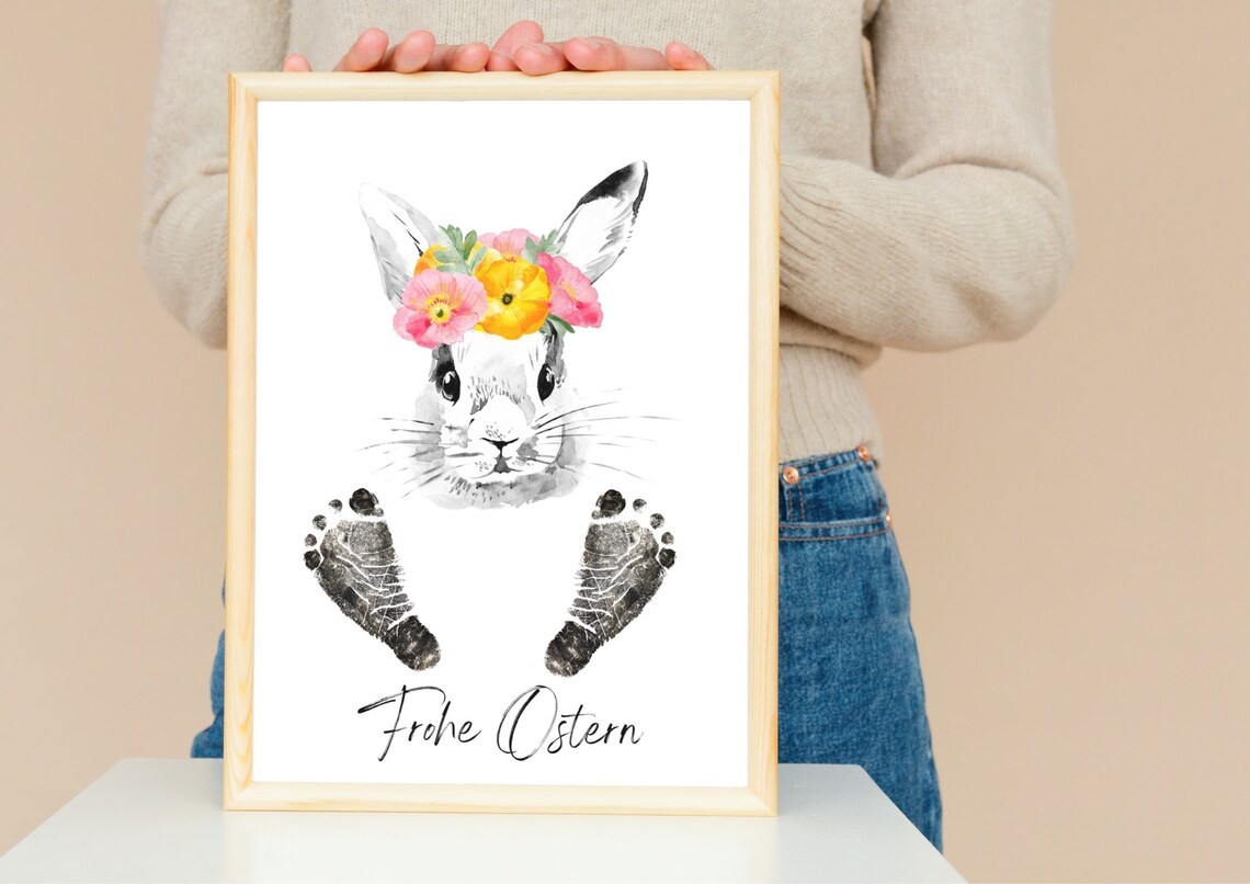 Footprint Picture Easter Bunny Art Print, Happy Easter - Image 4