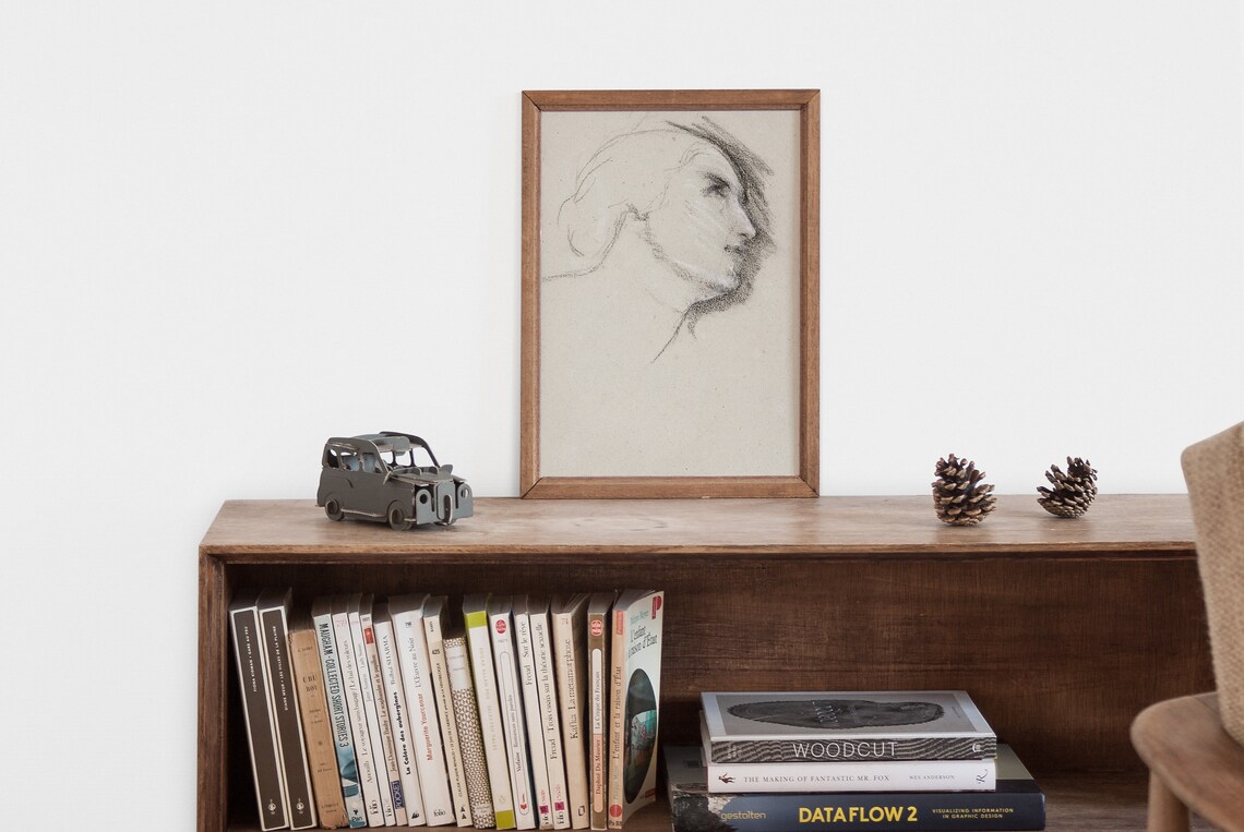 Expressive Charcoal Sketch of a Woman in Profile Loose Gesture Poster - Image 2