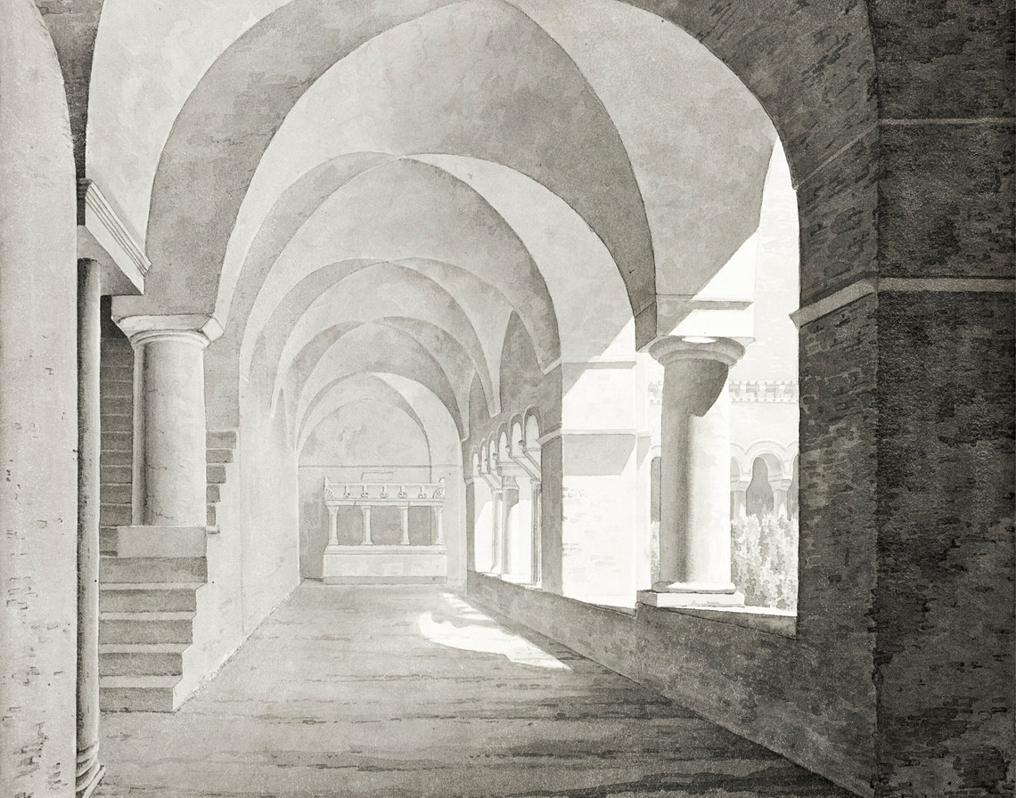 Vintage Architecture Painting Classical Art Print Affordable Home Art Wall Art - Image 3