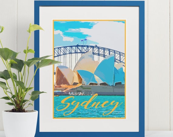 Sydney Australia Travel Poster Vintage Style Home Wall Art Vacation Souvenir