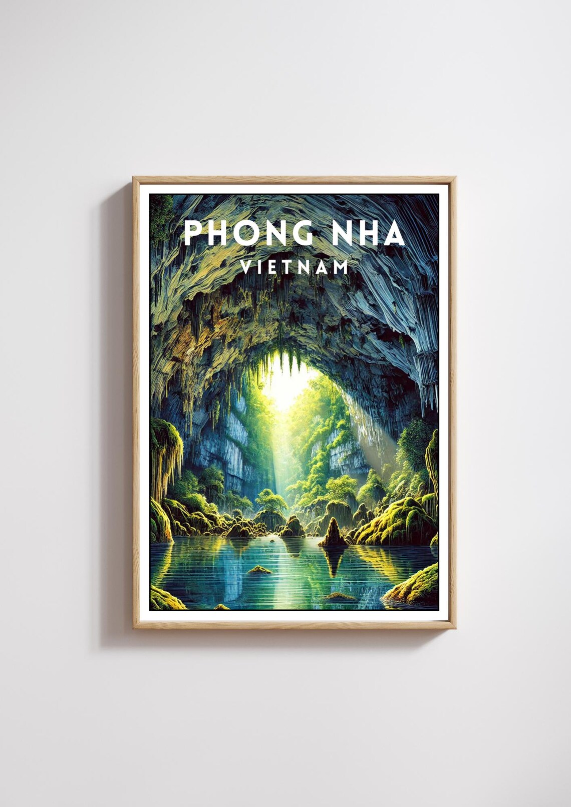 Phong Nha Vietnam Limestone Cave Stalactite Vintage Travel Poster