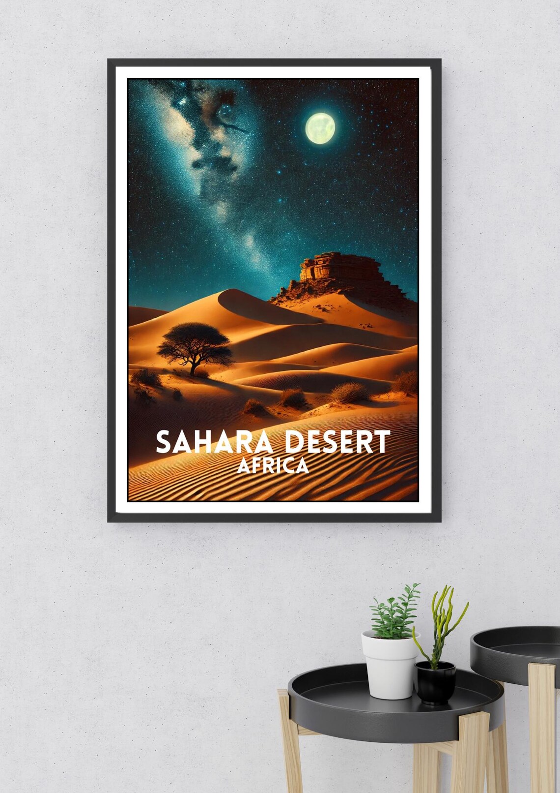 Sahara Desert Africa Moonlit Dunes Milky Way Night Sky Poster - Image 2