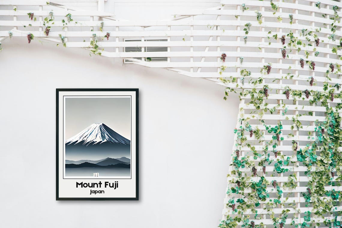 Mount Fuji Japan Sacred Snow Capped Volcano Minimalist Art Poster - Image 3