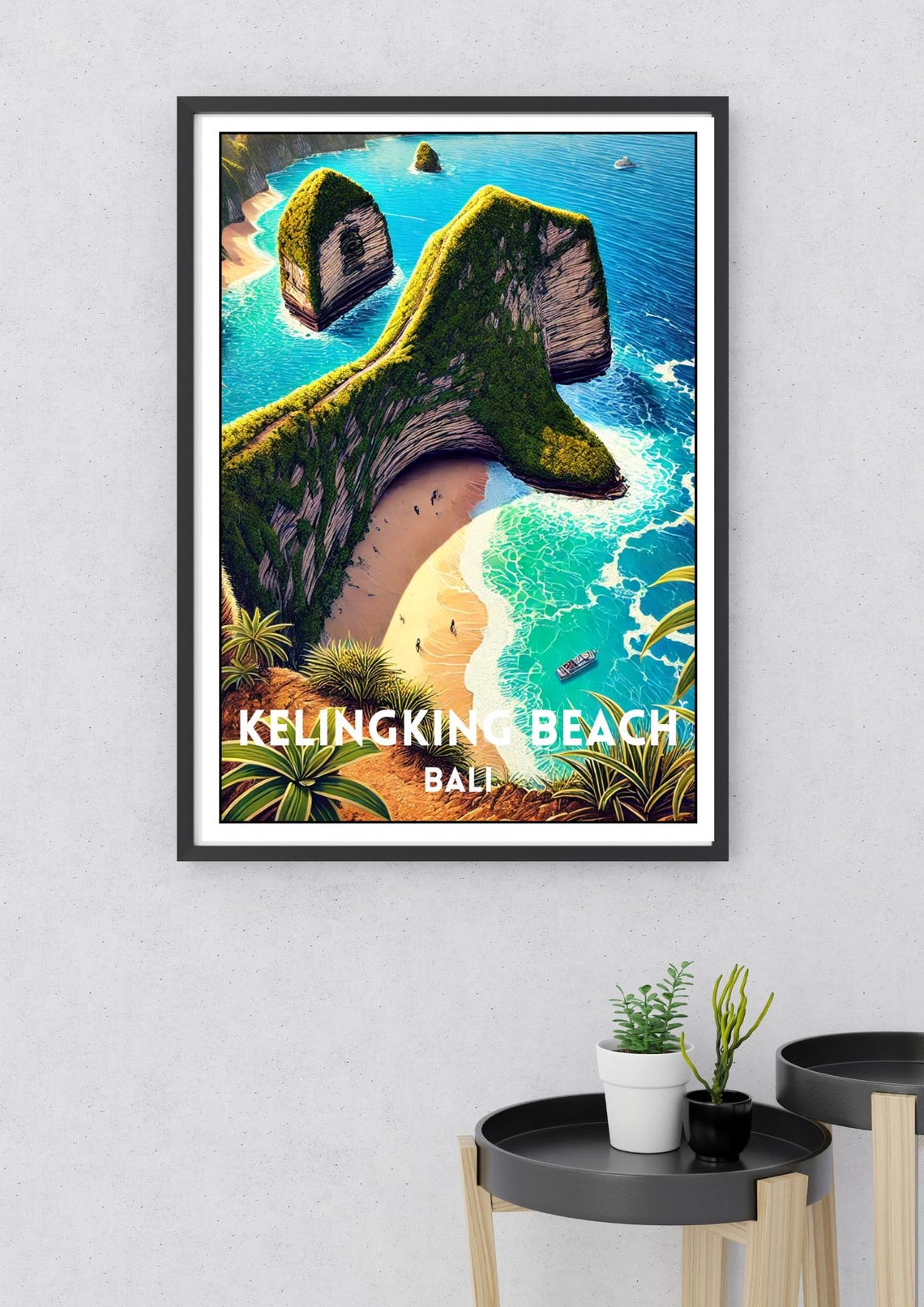 Kelingking Beach Bali Aerial T-Rex Cliff Tropical Travel Poster - Image 2