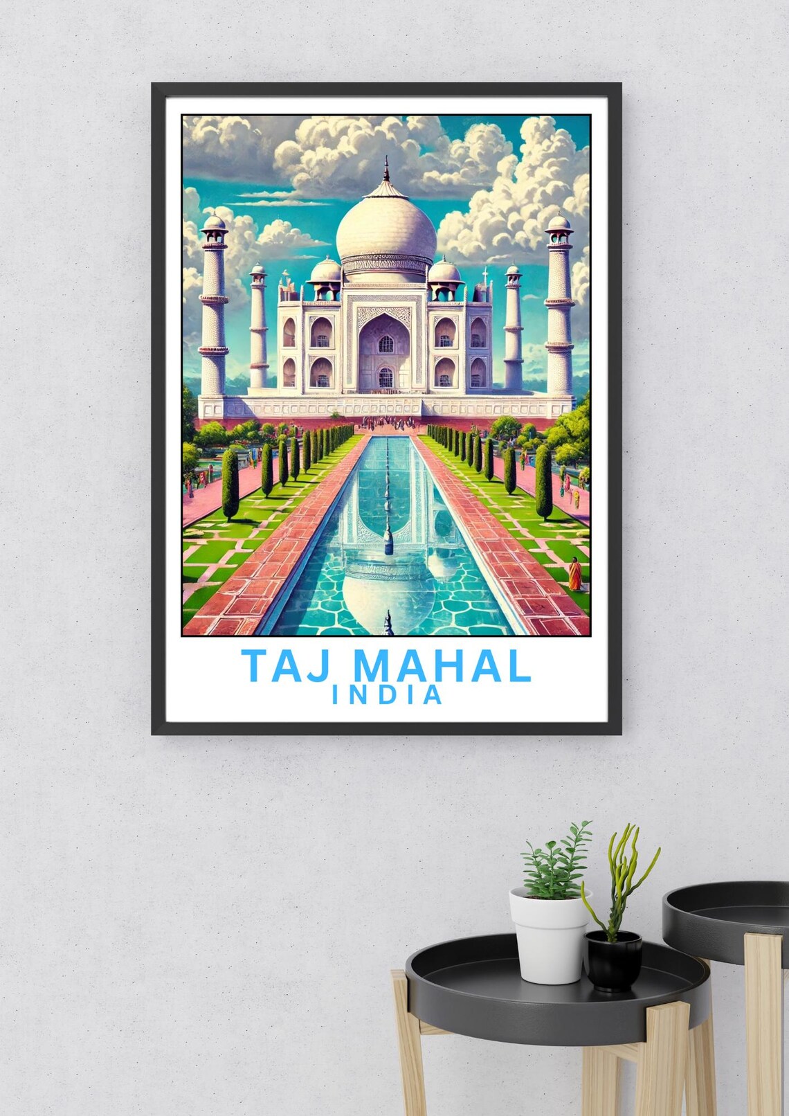 Taj Mahal Travel Poster India Art Print Wonder Of The World Monument Wall Decor Taj Mahal Illustration Home Decor Travel Gift Print - Image 2