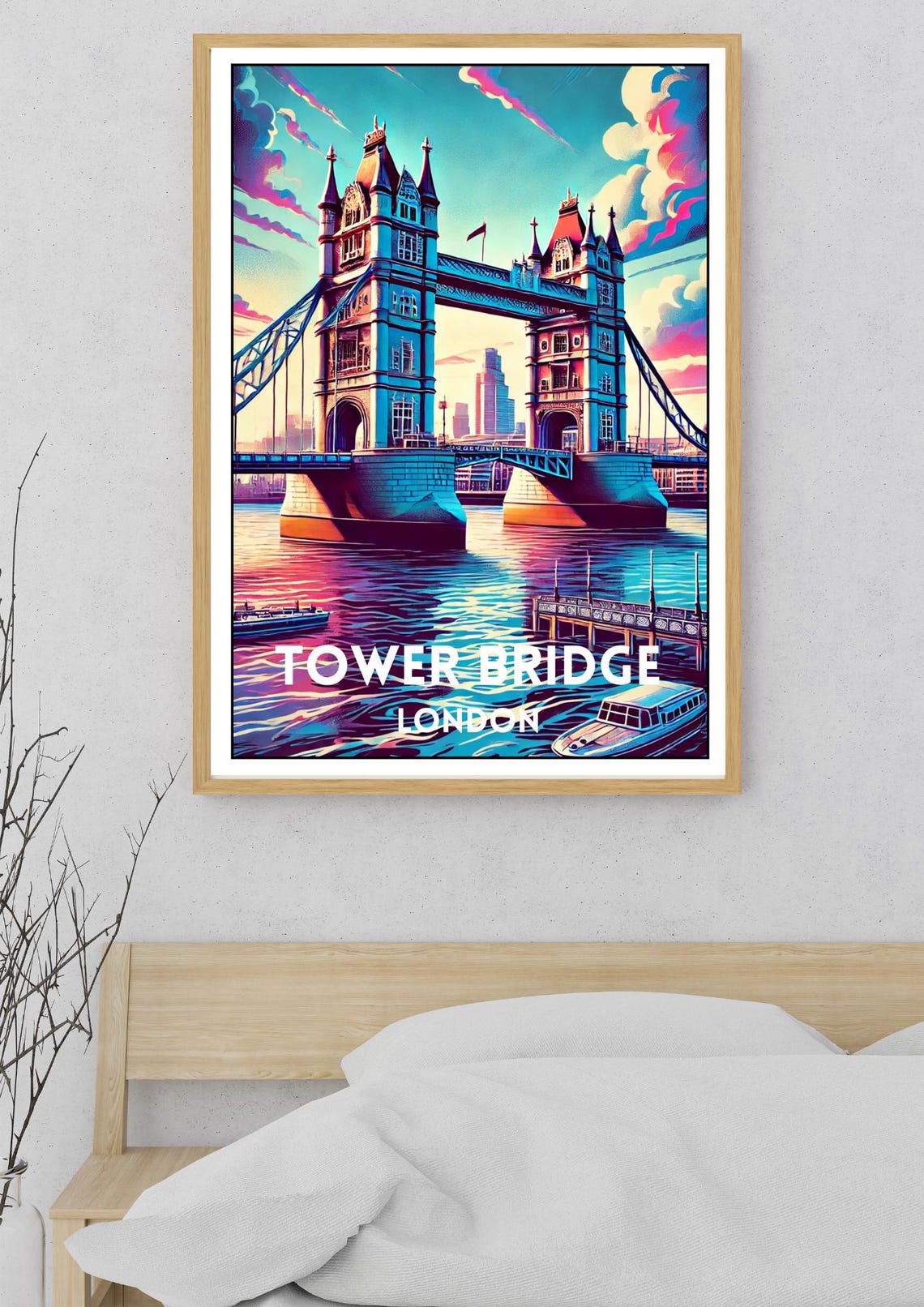 Tower Bridge London Thames River Sunset Vintage Retro Travel Poster - Image 5