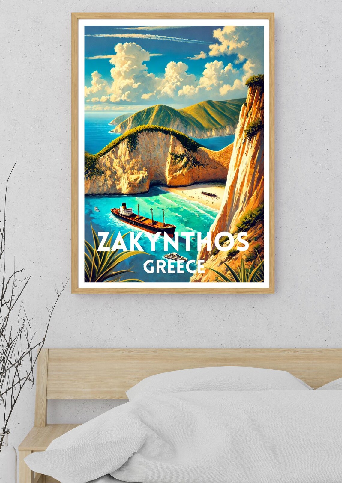 Zakynthos Greece Travel Poster, Navagio Beach Print - Image 5