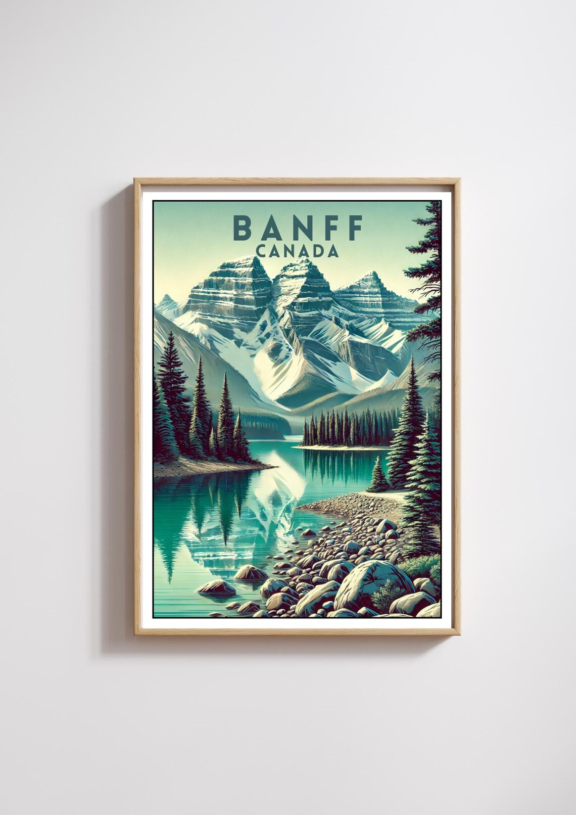 Banff Canada Poster, Canadian Rockies Landscape Print