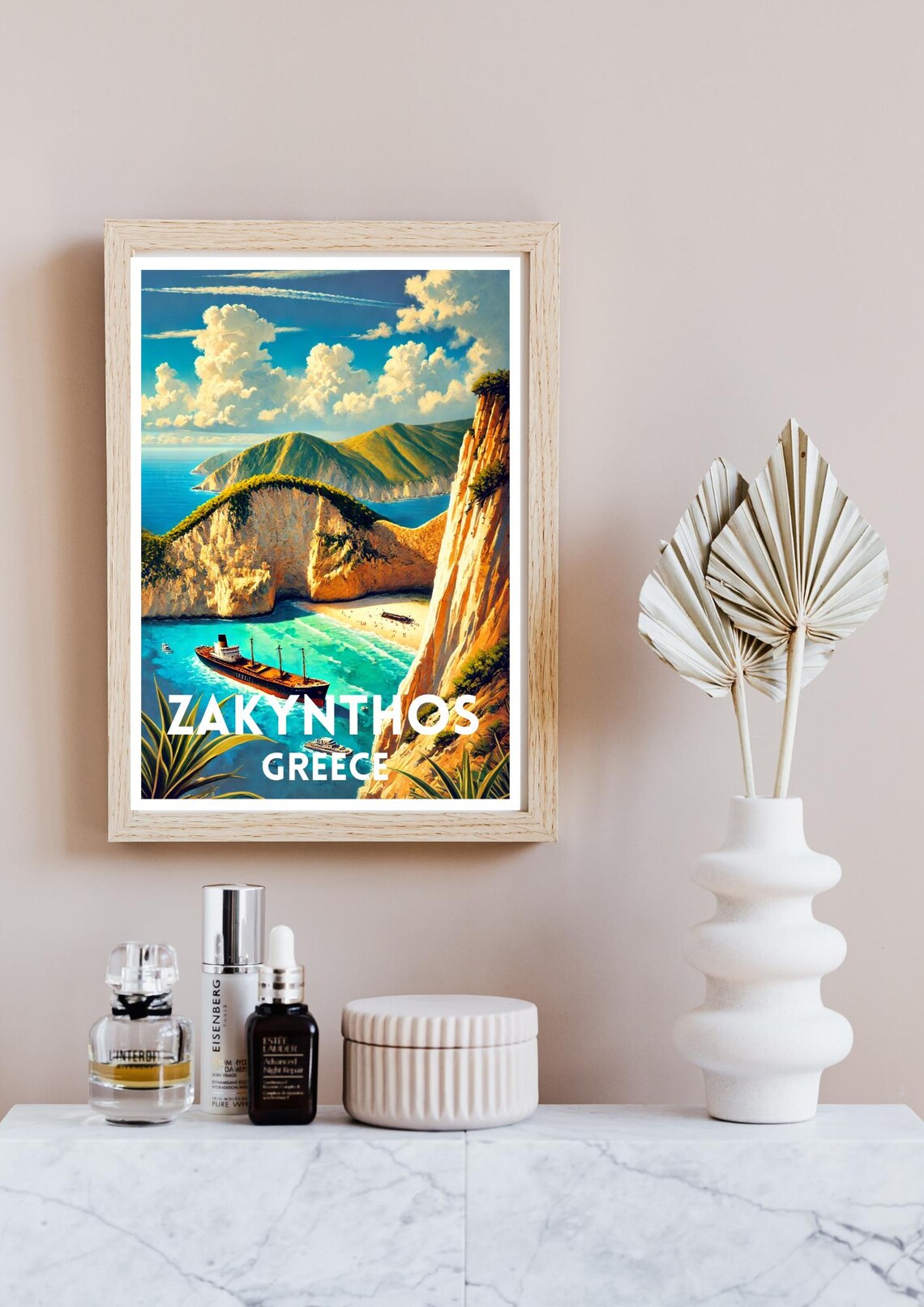 Zakynthos Greece Travel Poster, Navagio Beach Print - Image 4