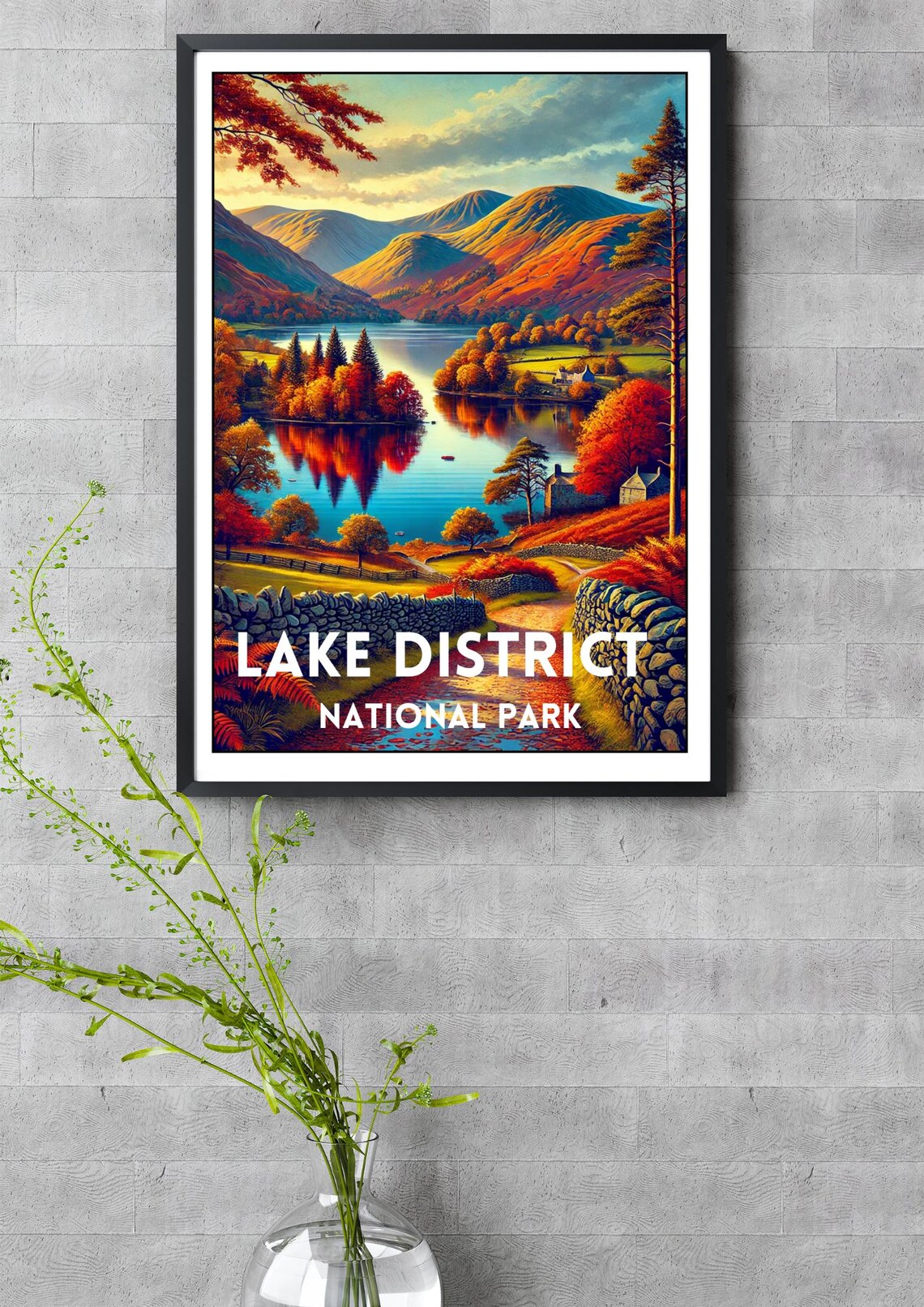 Lake District National Park England Autumn Fells Vintage Poster - Image 3