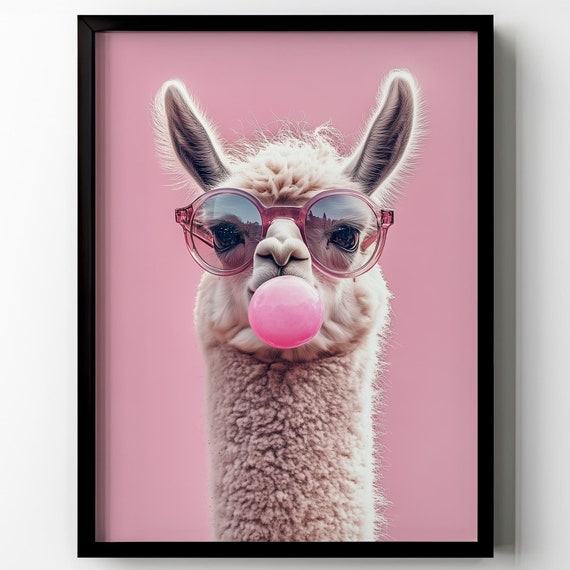 Llama Alpaca Funny Animal Poster Print, Modern Decor