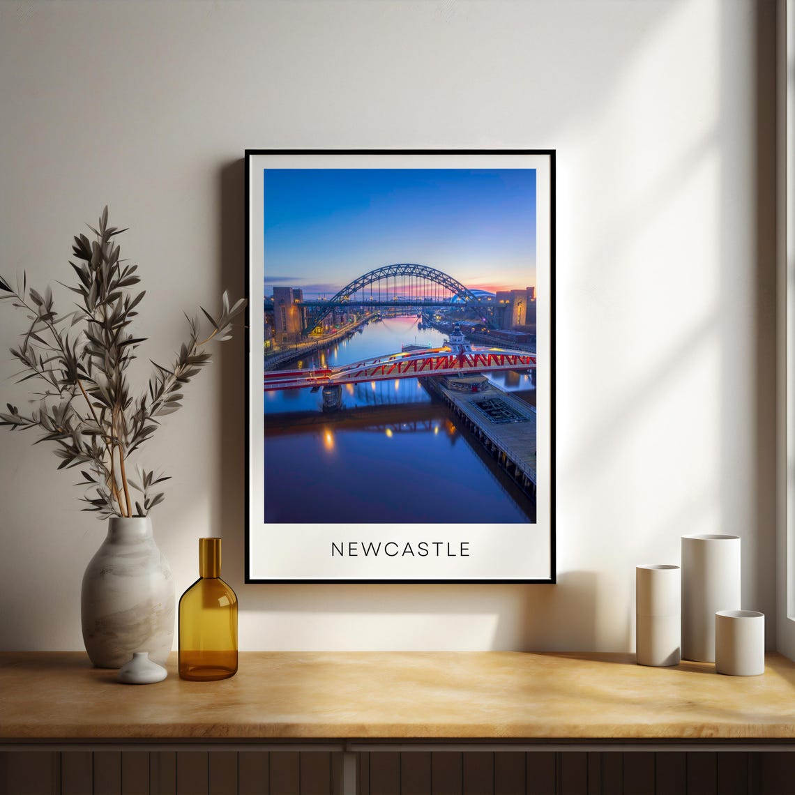 Newcastle Cityscape Print Tyne Bridge Swing Poster Available In Various Sizes