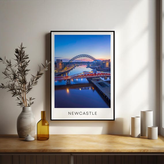Newcastle Cityscape Print Tyne Bridge Swing Poster Available In Various Sizes