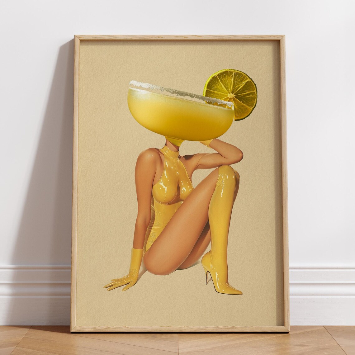 Retro Cocktail Margarita Bar Cart Art Print