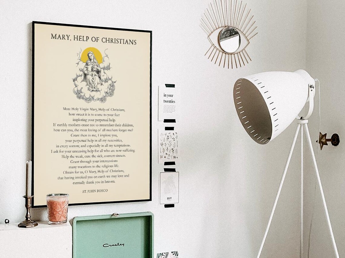 Mary Help Of Christians Prayer, Catholic Decor - Image 3