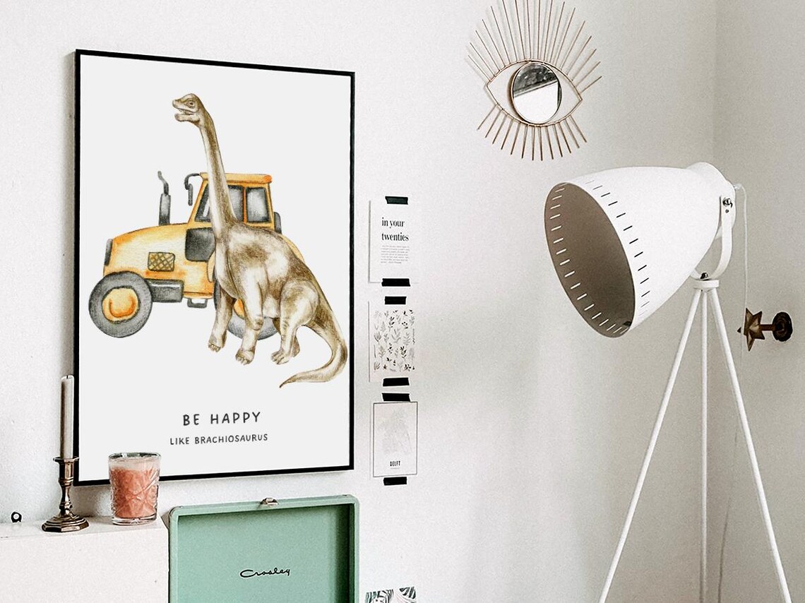 Dinosaur Brachiosaurus Nursery, Wall Art Print - Image 3
