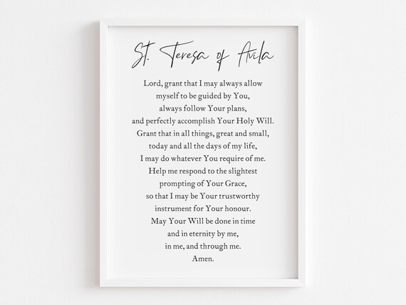 St Teresa of Avila Prayer Lord Grant That I May Prayer Print