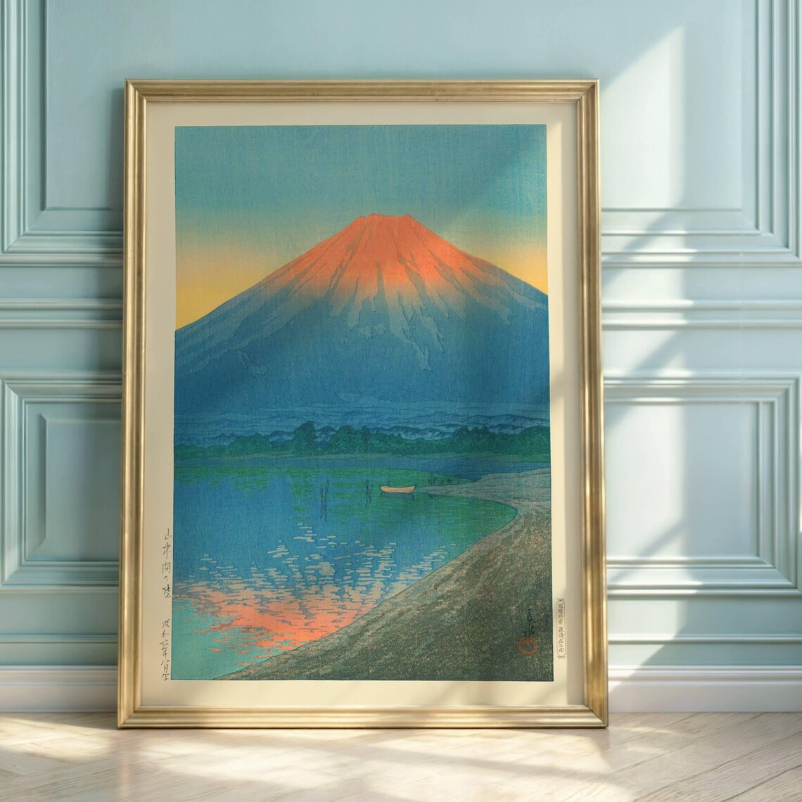 Hasui Kawase Mt Fuji Lake Yamanaka Red Peak Japanese Art Poster