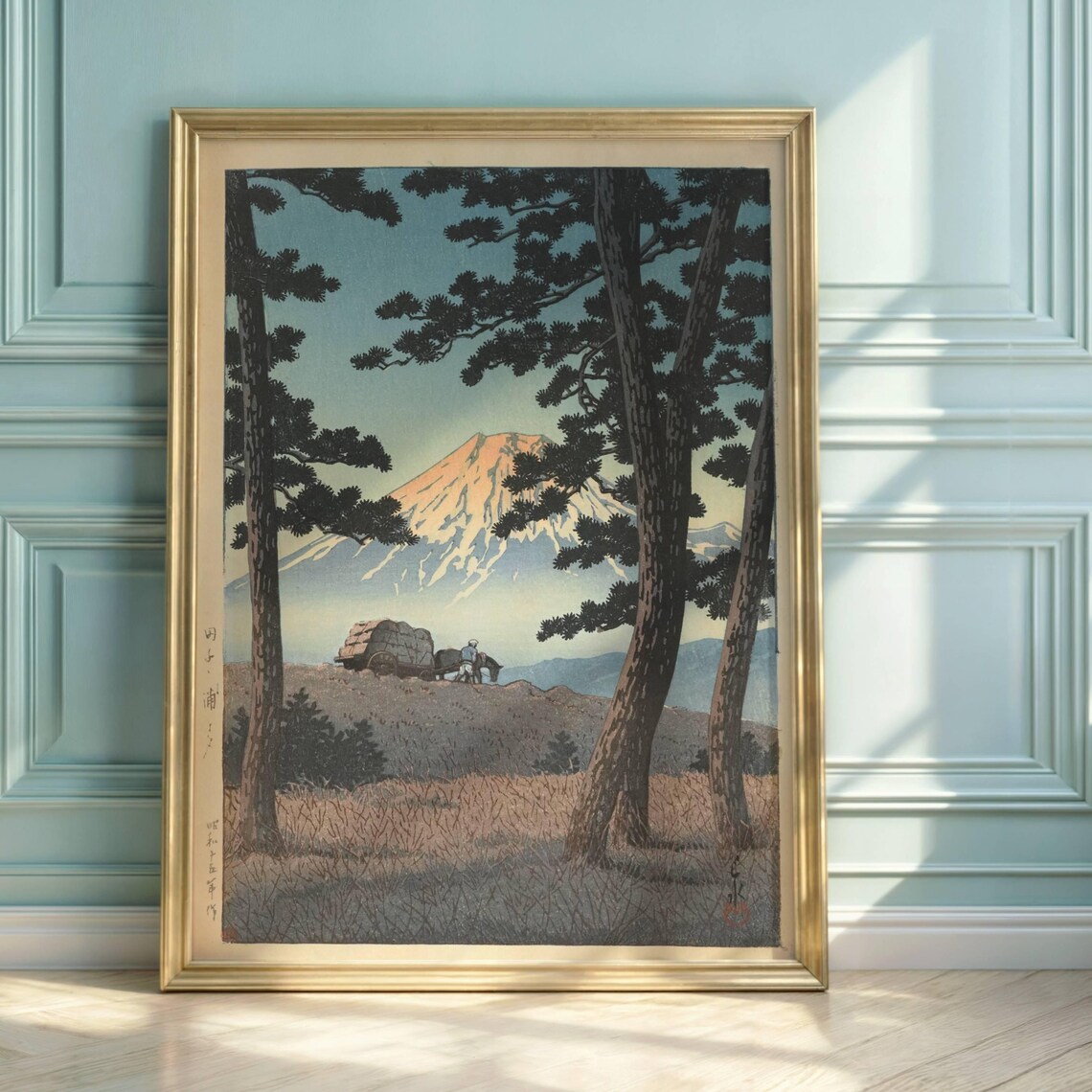 Hasui Kawase Mt Fuji Tagonoura Japanese Woodblock Pine Forest Print