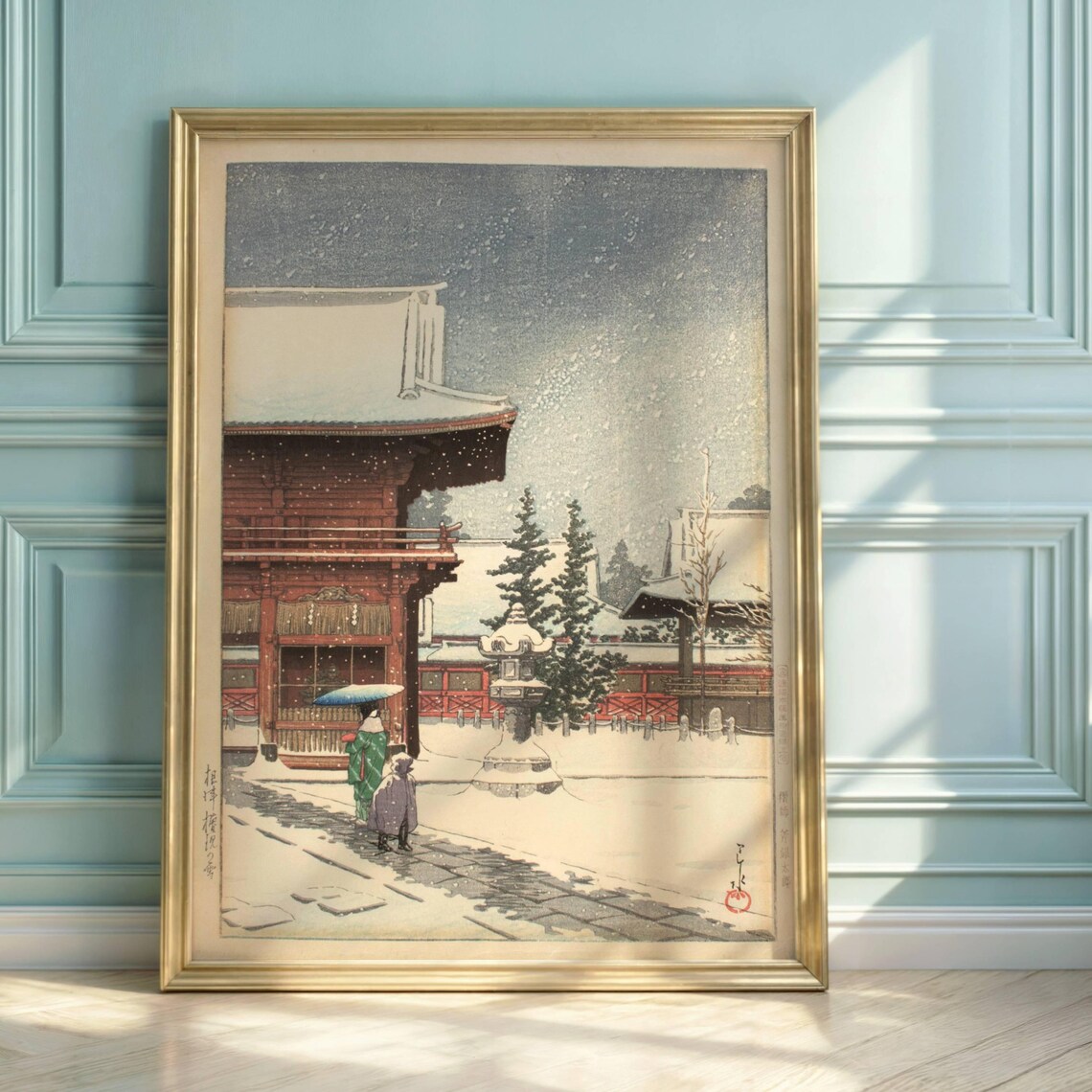 Hasui Kawase Snow Shrine Winter Japanese Woodblock Landscape Poster